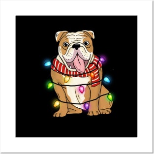 bulldog christmas lights Posters and Art